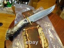 Ken Richardson Hand Made In USA Stag/elk Bowie Knife 13 1/2 -14 O. A. Krk-1410