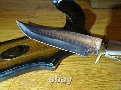 Ken Richardson Hand Made In USA Stag/elk Bowie Knife 13 1/2 -14 O. A. Krk-1410