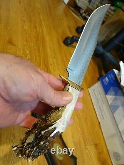 Ken Richardson Hand Made In USA Stag/elk Bowie Knife 13 1/2 -14 O. A. Krk-1410