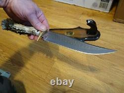 Ken Richardson Hand Made In USA Stag/elk Bowie Knife 13 1/2 -14 O. A. Krk-1410