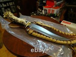 Ken Richardson Hand Made In USA Stag/elk Bowie Knife 13 1/2 -14 O. A. Krk-1410