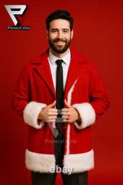 Kurt Russel Christmas Chronicles Santa Coat Mens Handmade Trench Fur Coat Jacket