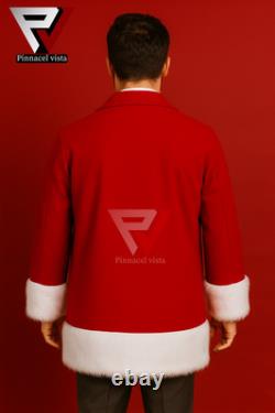 Kurt Russel Christmas Chronicles Santa Coat Mens Handmade Trench Fur Coat Jacket