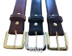 LARGE MONEY BELT Stitched DARK BROWN Bridle Leather & 24 Zipper USA HANDMADE