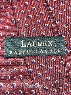 LAUREN RALPH Tie LAUREN 100% SILK Hand Made in USA, AUTHENTIC, Red, Blue Luxury