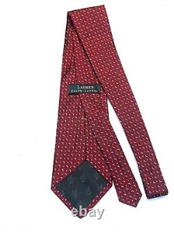 LAUREN RALPH Tie LAUREN 100% SILK Hand Made in USA, AUTHENTIC, Red, Blue Luxury