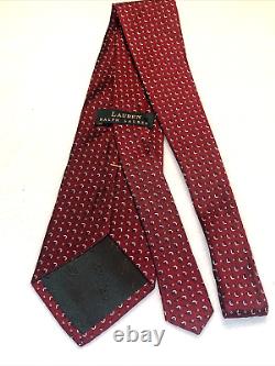 LAUREN RALPH Tie LAUREN 100% SILK Hand Made in USA, AUTHENTIC, Red, Blue Luxury