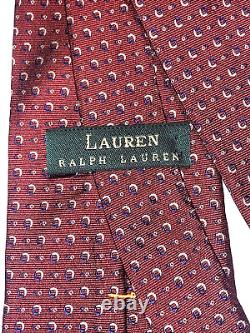 LAUREN RALPH Tie LAUREN 100% SILK Hand Made in USA, AUTHENTIC, Red, Blue Luxury