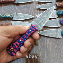 LOT OF 20 HANDMADE DAMASCUS STEEL HUNTING SKINNER KNIFE EDC USA Duty Paid W33
