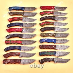 LOT OF 20 HANDMADE DAMASCUS STEEL HUNTING SKINNER KNIFE EDC USA's Duty Paid