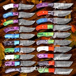 LOT OF 20 HANDMADE DAMASCUS STEEL HUNTING SKINNER KNIFE EDC USA's Duty Paid W9