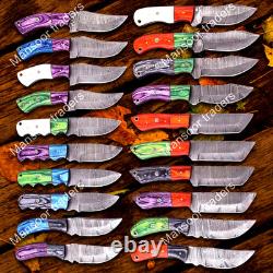 LOT OF 20 HANDMADE DAMASCUS STEEL HUNTING SKINNER KNIFE EDC USA's Duty Paid W9