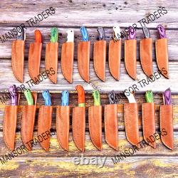 LOT OF 20 HANDMADE DAMASCUS STEEL HUNTING SKINNER KNIFE EDC USA's Duty Paid W9