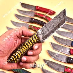 LOT OF 20 HANDMADE DAMASCUS STEEL HUNTING SKINNER KNIFE EDC USA's Duty Paid bv
