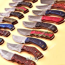 LOT OF 20 HANDMADE DAMASCUS STEEL HUNTING SKINNER KNIFE EDC USA's Duty Paid bv