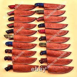 LOT OF 20 HANDMADE DAMASCUS STEEL HUNTING SKINNER KNIFE EDC USA's Duty Paid bv