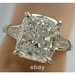 Lab-Created Diamond Engagement Rings 14K White Gold 3.00 Carat White Radiant Cut
