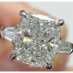 Lab-Created Diamond Engagement Rings 14K White Gold 3.00 Carat White Radiant Cut