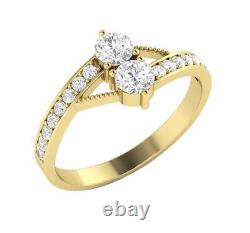 Lab Grown Forever Us Two Stone Diamond Solitaire Ring VS F 0.80Ct 14K White Gold
