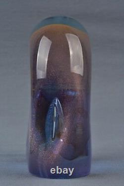 Labino Glass Dominick 1983 Blue/Pink Veil Rendezvous Art Glass Sculpture