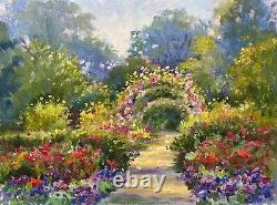 Landscape Roses Garden Original Oil Painting Impressionist Kaloustian Art