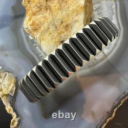Leander Tahe Native American Sterling Silver Heavy Geometric Bracelet For Men
