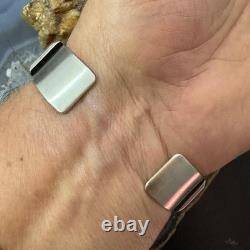 Leander Tahe Native American Sterling Silver Heavy Geometric Bracelet For Men