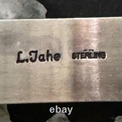 Leander Tahe Native American Sterling Silver Heavy Geometric Bracelet For Men