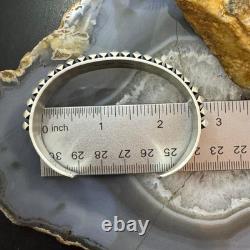 Leander Tahe Native American Sterling Silver Heavy Geometric Bracelet For Men