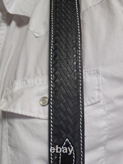 Leather Y-Back Suspenders for Western Cowboys Black, Heavy Duty. Made In The USA