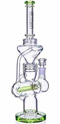 Lookah 17 TALL Inline Recycler Perc BONG Green COOL Glass Water Pipe USA