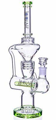 Lookah 17 TALL Inline Recycler Perc BONG Green COOL Glass Water Pipe USA