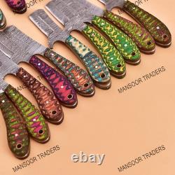 Lot Of 100 Handmade Damascus Steel Skinner Bull Cutter Knife USA Duty Paid