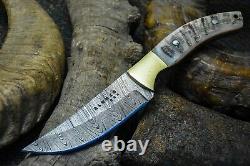 Lot Of 20 Alonzo USA Handmade Damascus Survival Hunting Knife Ram Horn 27409