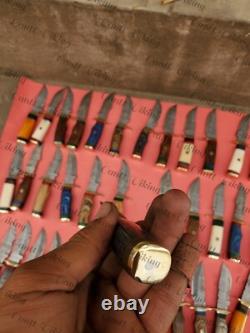 Lot Of 20 Pc Custom Handmade Damascus Steel 6 Camping & Hunting Knives From USA