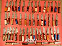 Lot Of 50 Pc Custom Handmade Damascus Steel 6 Camping & Hunting Knives From USA