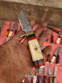 Lot Of 50 Pc Custom Handmade Damascus Steel 6 Camping & Hunting Knives From USA