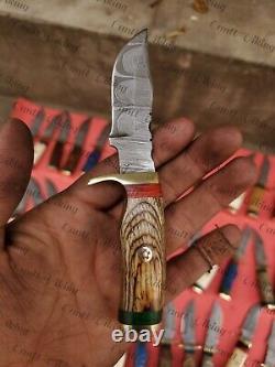 Lot Of 50 Pc Custom Handmade Damascus Steel 6 Camping & Hunting Knives From USA