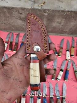Lot Of 50 Pc Custom Handmade Damascus Steel 6 Camping & Hunting Knives From USA