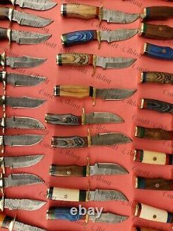 Lot Of 50 Pc Custom Handmade Damascus Steel 6 Camping & Hunting Knives From USA