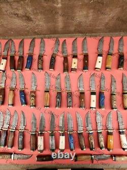 Lot Of 50 Pc Custom Handmade Damascus Steel 6 Camping & Hunting Knives From USA