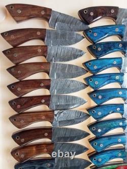 Lot of 20Pcs Custom Handmade Damascus Steel 7 Skinner Hunting Knives USA