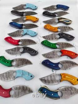 Lot of 20 6 inch Handmade Damascus Steel Skinner Hunting Knifes USA's Duty Paid