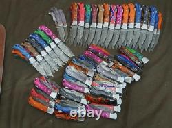 Lot of 20 Custom Damascus Steel Handmade Folding & Pocket Knives WithSheaths USA