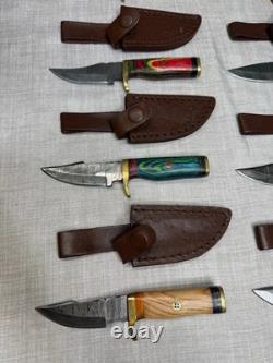 Lot of 20 Handmade Damascus Steel Hunting Sharp Stag/Antler Knives with Sheath