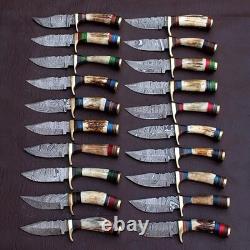 Lot of 20 Pcs Custom Handmade Damascus Steel 6 Stag Horn Knives From USA