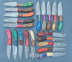 Lot of 20pc 8'' Damascus Steel Skinning/Hunting Knife Wood Handle Mk099