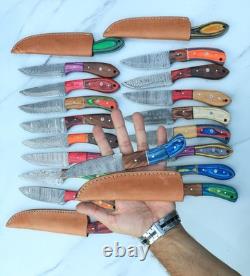 Lot of 20pc 8'' Damascus Steel Skinning/Hunting Knife Wood Handle Mk099