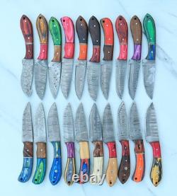 Lot of 20pc 8'' Damascus Steel Skinning/Hunting Knife Wood Handle Mk099