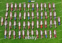 Lot of 30 Custom Handmade Damascus Steel 6 Camping & Hunting Knives From USA